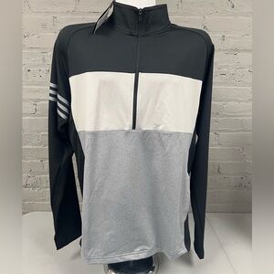 Adidas Black, White & Grey 3 Stripe 1/4 Zip Pullover